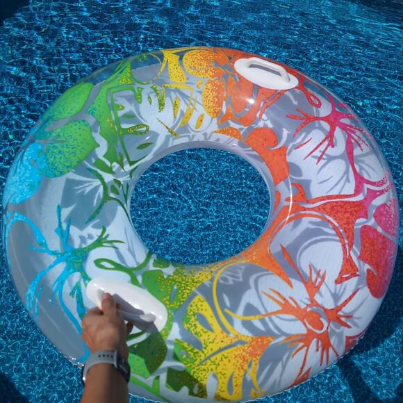 Intex 38" Multicolor Hawaiian Vibes Big Inflatable Swim Tube Pool Ring Float GUC - Picture 12 of 13